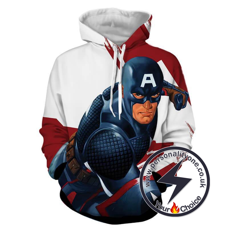 CAPTAIN AMERICA RED AND WHITE 3D Hoodies - CAPTAIN AMERICA 3D